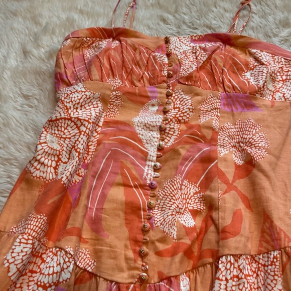 NWT Farm Rio Linen Blend Strapless Drop-Waist Dress - Size XL - Picture 6 of 11